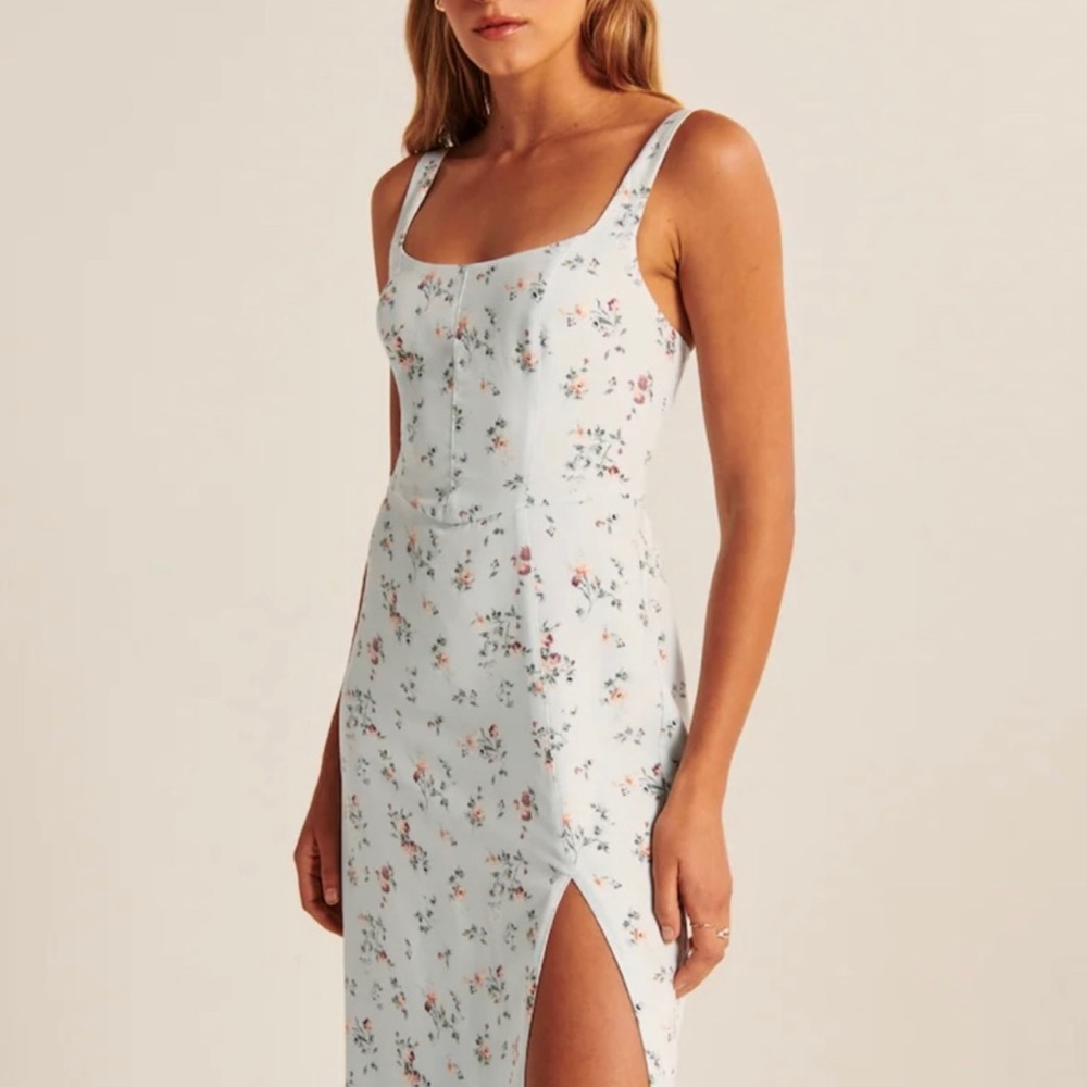NWT Abercrombie & Fitch White Floral Corset Seamed Midi-Dress - Size S